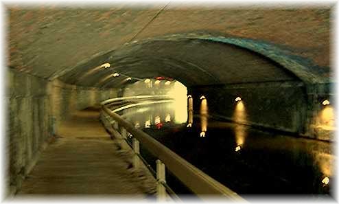 Looking back along the canal tunnel below Curzon Street